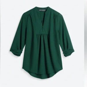 Brixon Ivy split neck top, dark green, Size L
